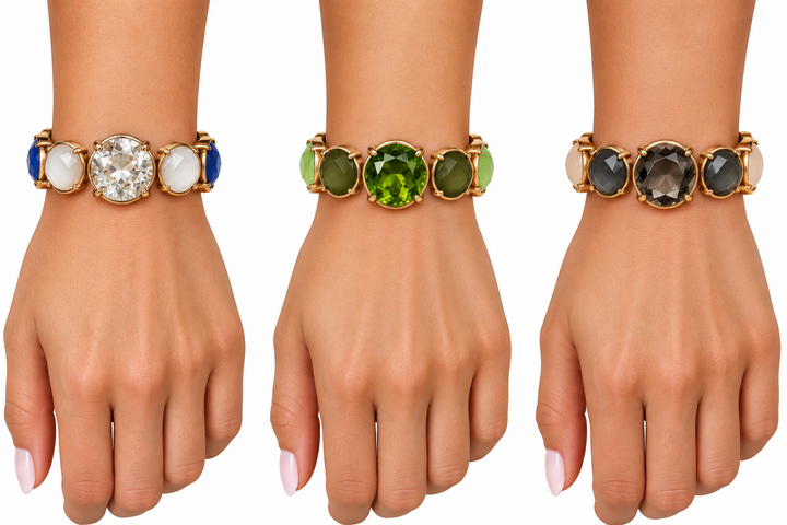 Lg. faceted Rd. stone Bracelets
