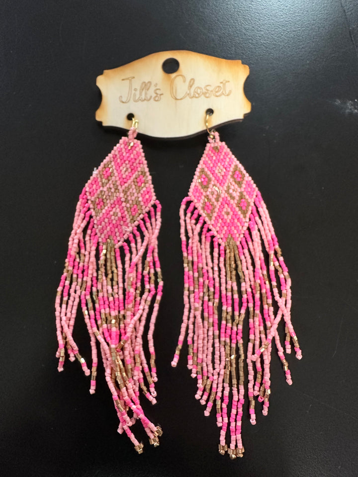 Seed Bead Tassel Earrings