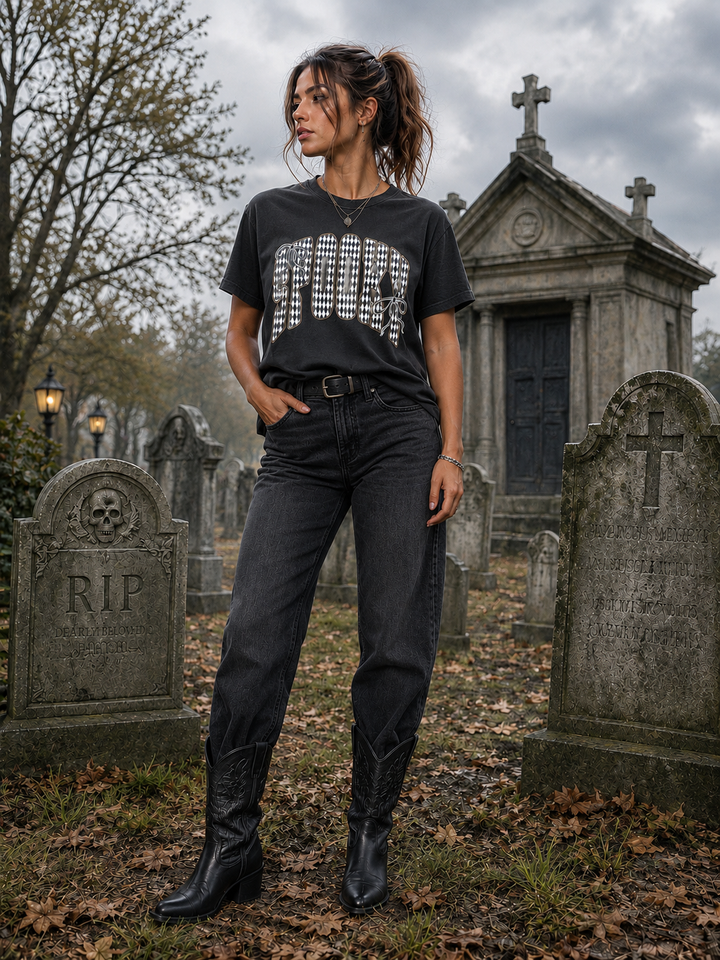 Spooky Harlequin Printed Top