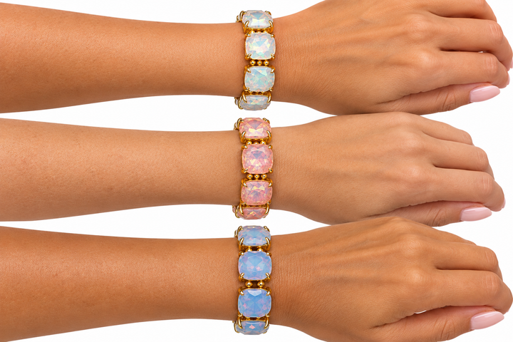 Square Faceted Stone Bracelets