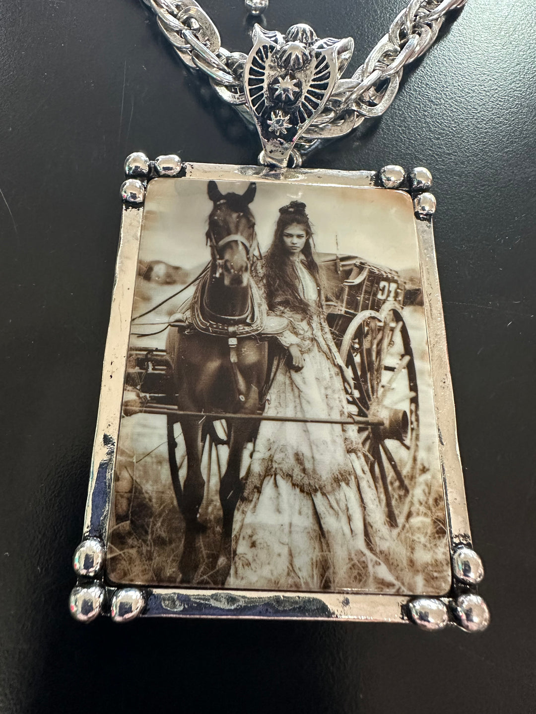 Western Photo Plaque Necklace
