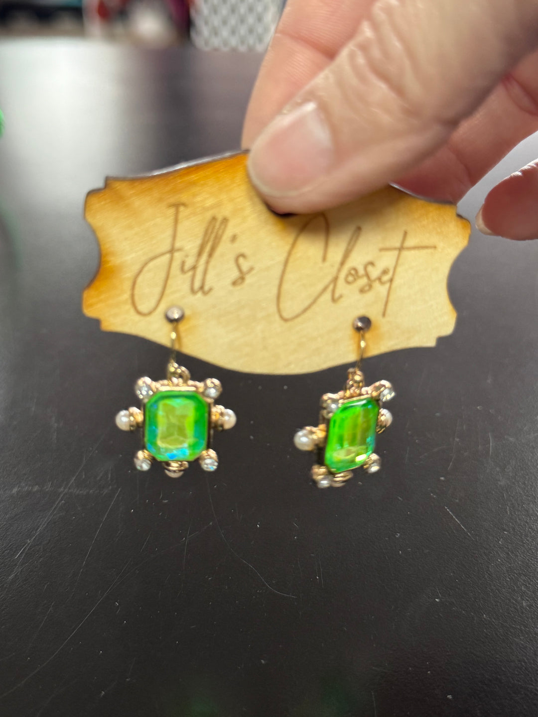 Vintage Glam Rectangle Gem Drop Earrings