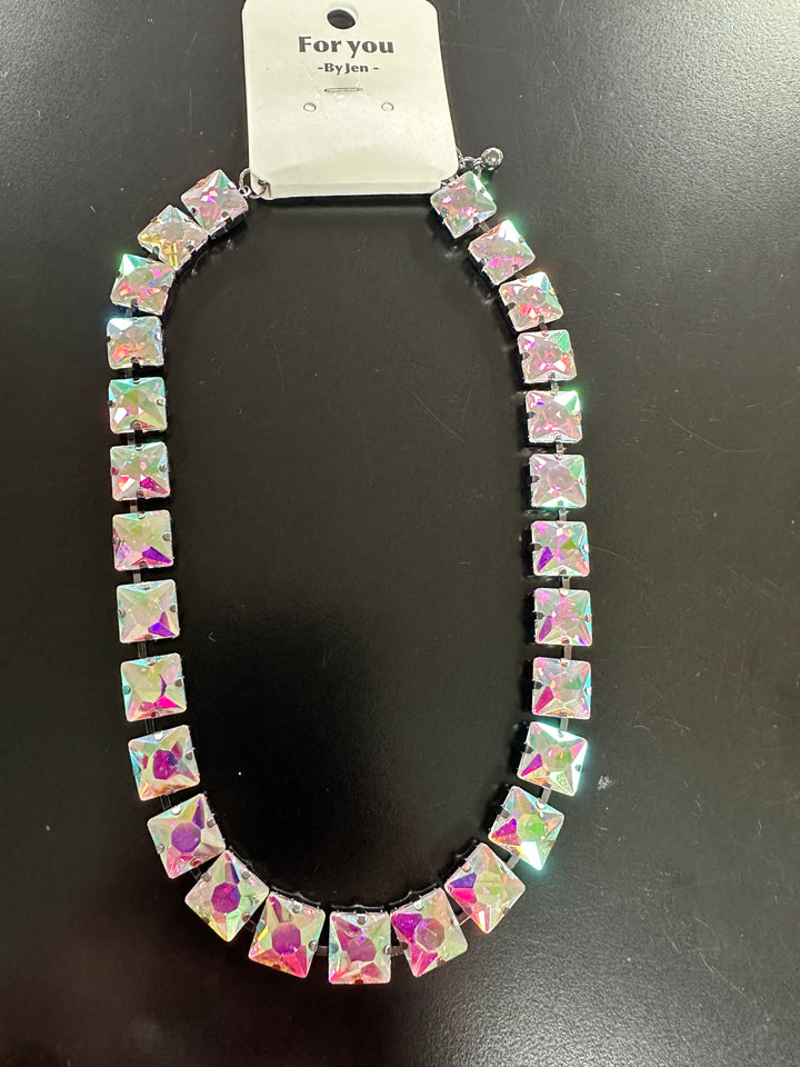 Square Faceted Stone Bling Necklace or Earrings