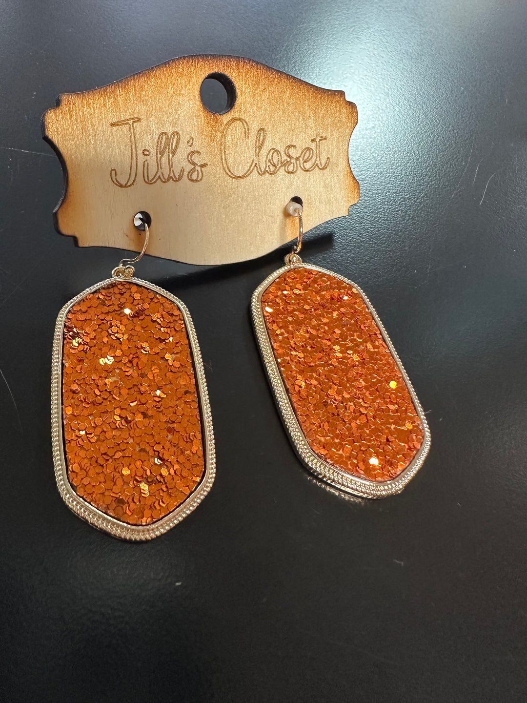 Orange Glitter earrings