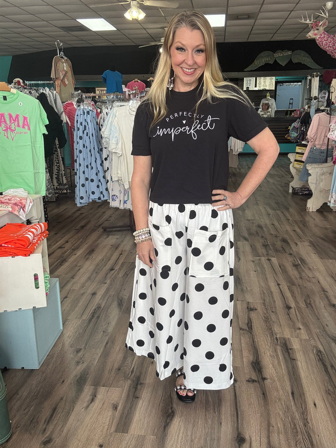 Pull-on Polkadot Knit Pants
