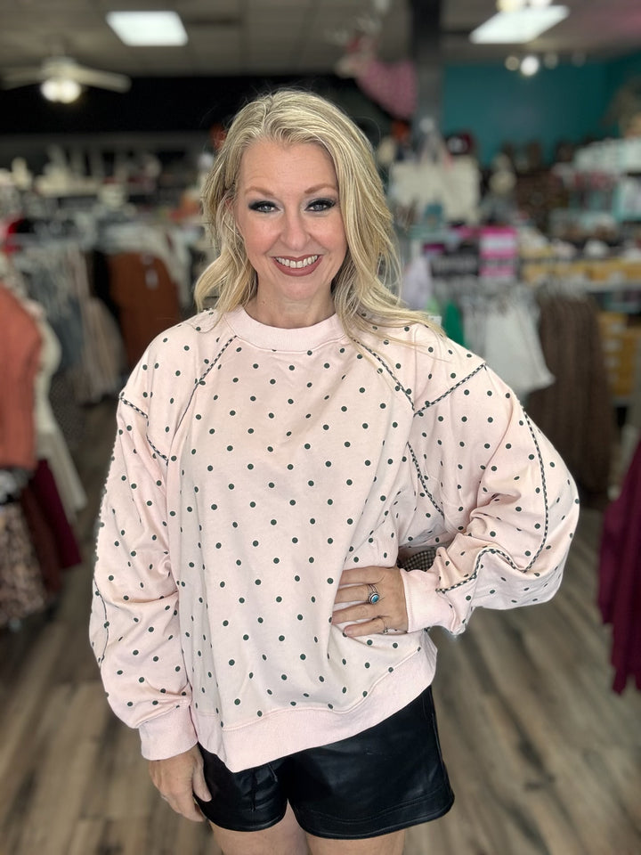 Gingham & Dot Sweatshirt