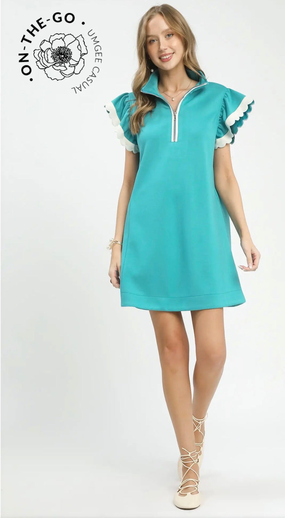 Umgee Heather Ruffle Sleeve Knit Dress