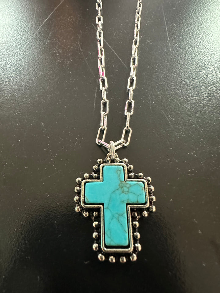 Turquoise Cross pendant Necklace