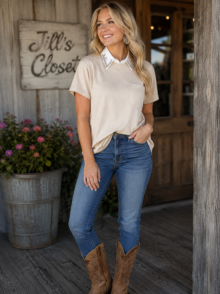 Rhinestone Collar Dickie