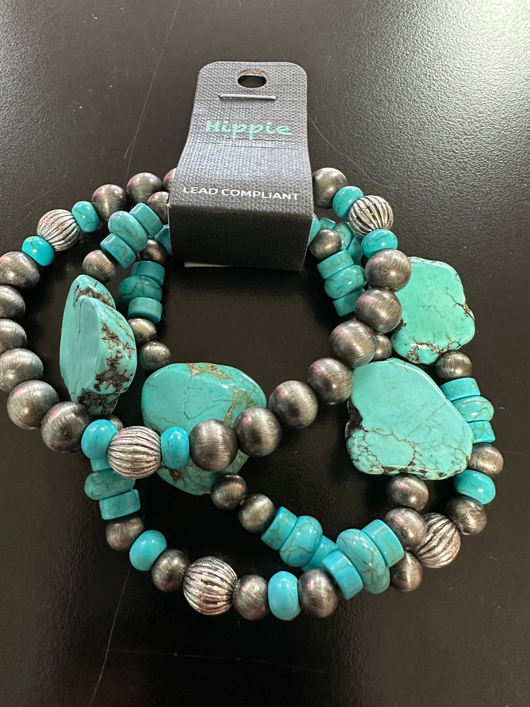 Triple Stack Turquoise Slab Bracelet Set