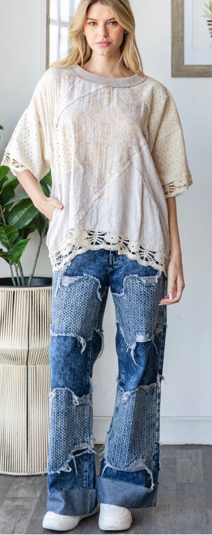 Lavender Mixed Patchwork Top