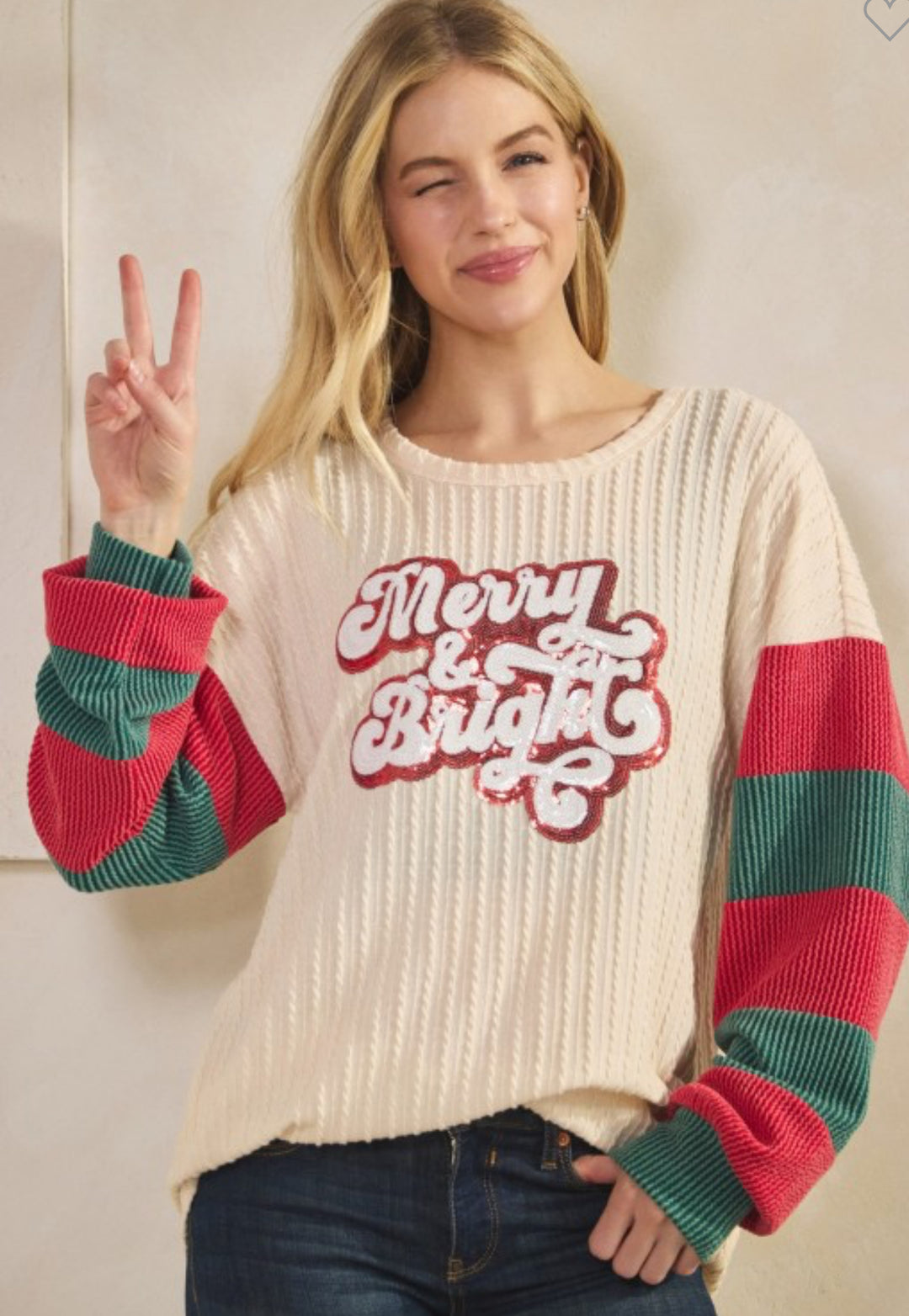 Christmas Color Block Top
