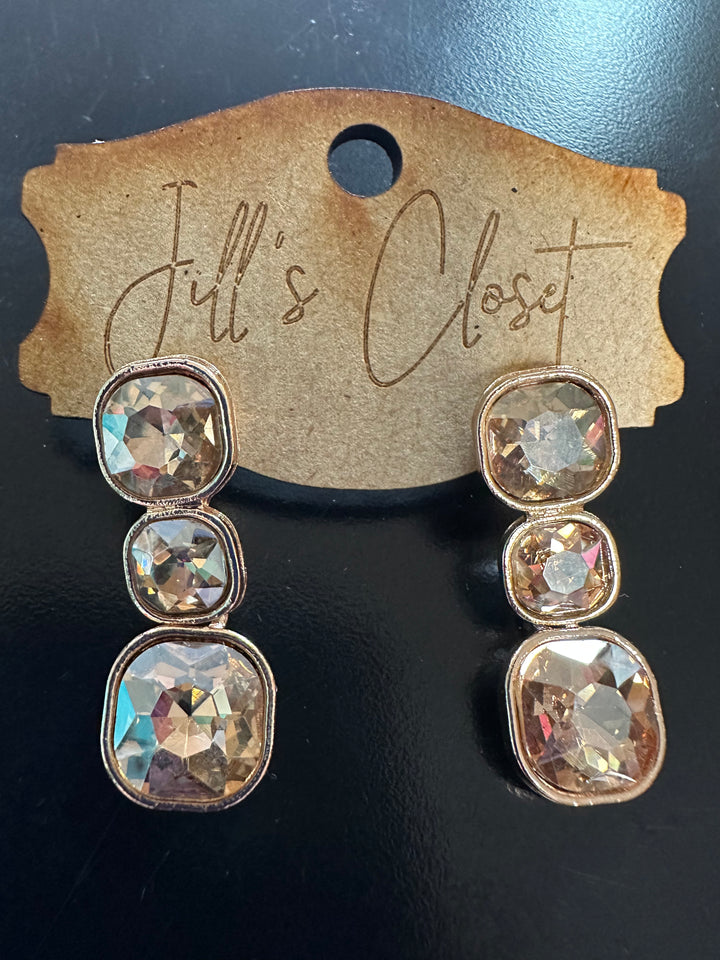 Triple Bling Stud Earrings