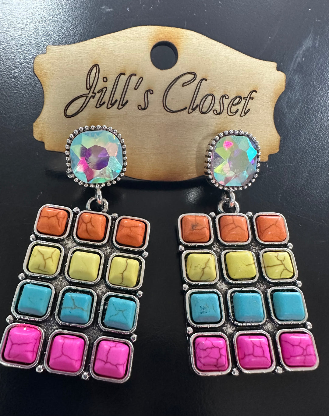 Multicolored Stone Stud Earrings