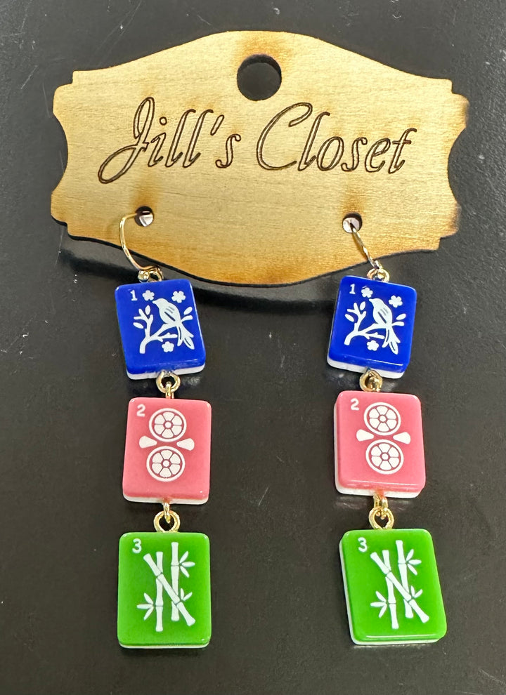 Mahjong Tile Fishhook Earrings