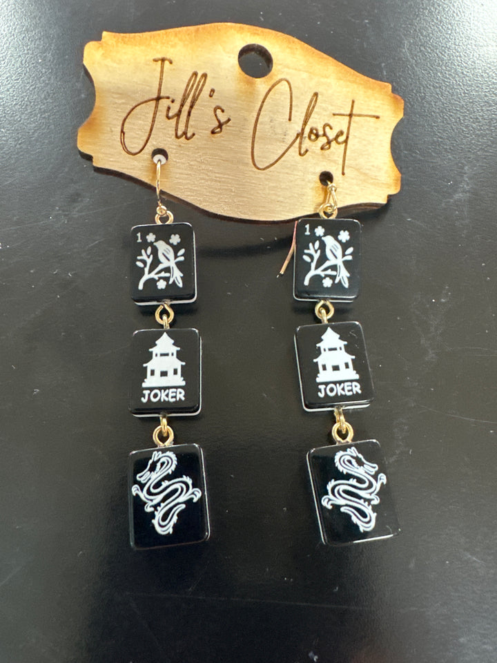 Mahjong Tile Fishhook Earrings