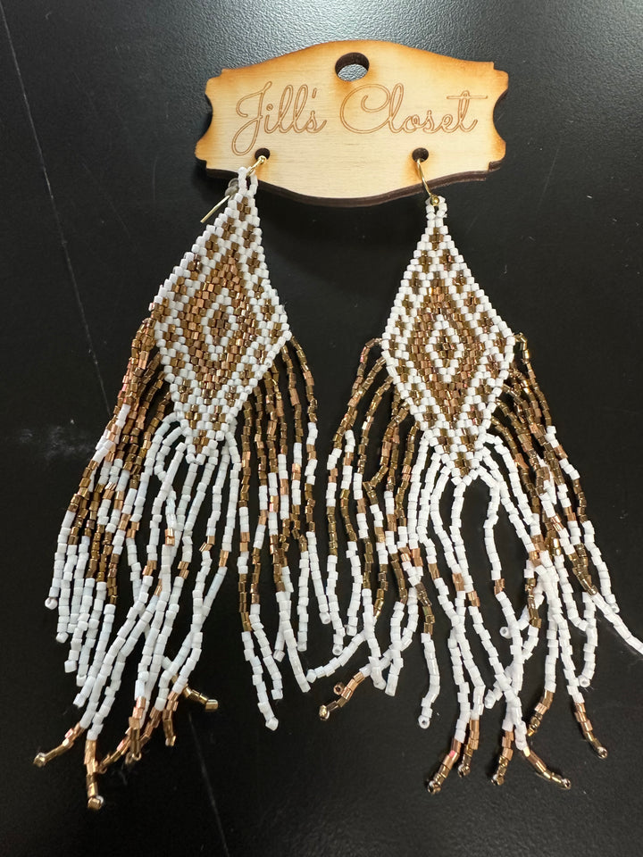 Seed Bead Tassel Earrings