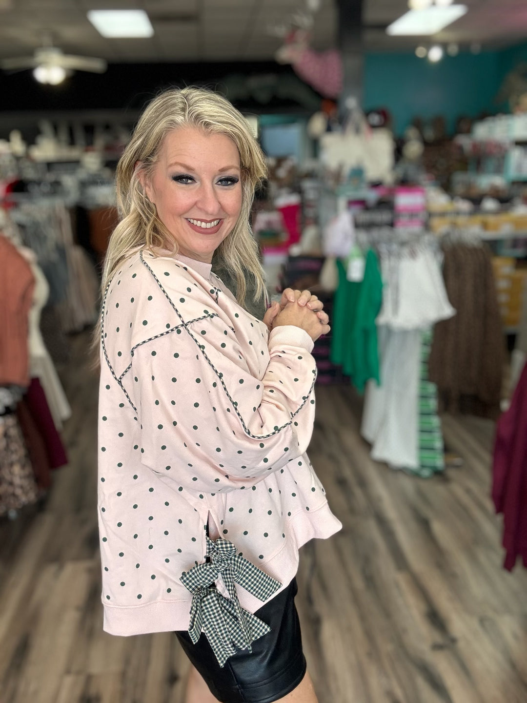 Gingham & Dot Sweatshirt
