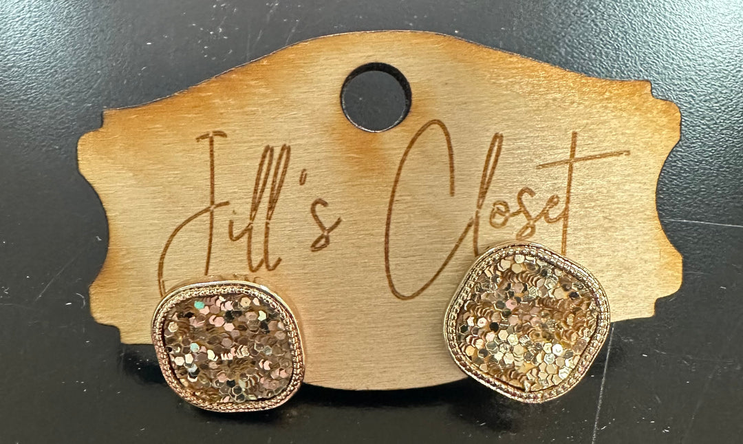 Square Sequin Stud Earrings