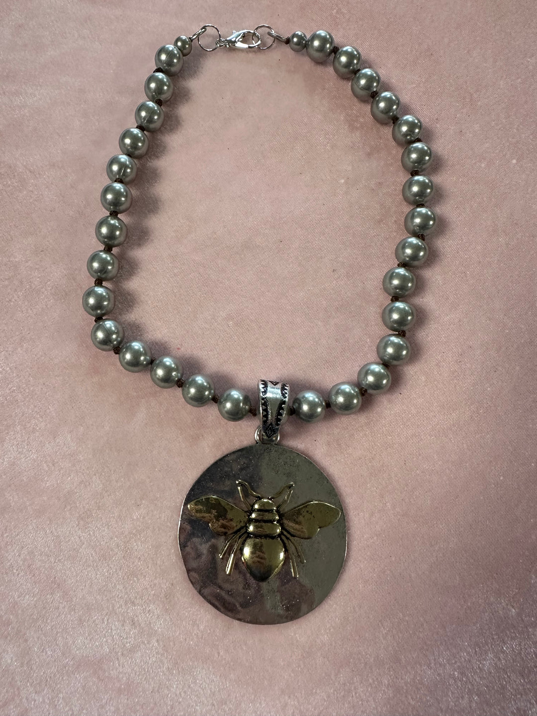 Knotted Silver Bead Pendant Necklace