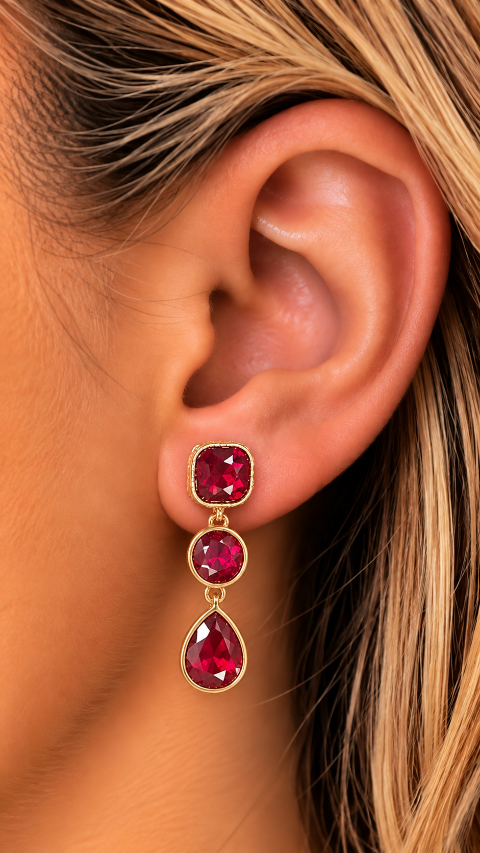 Triple stone Bling Earrings