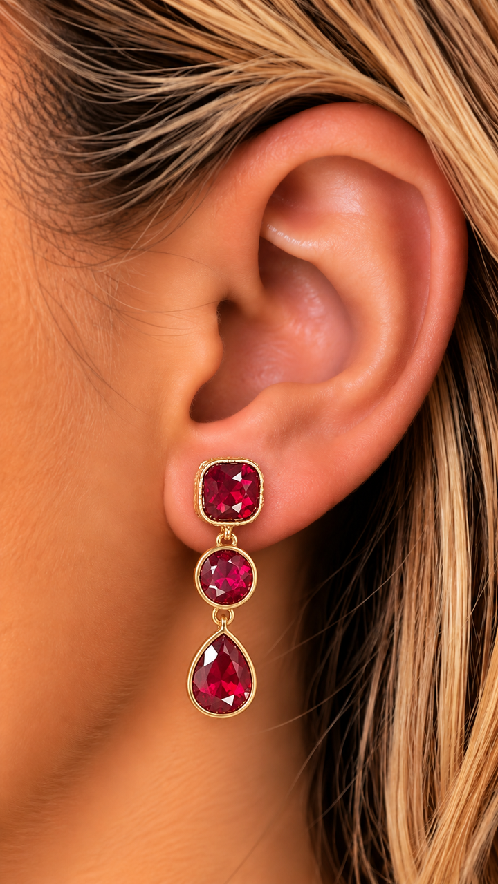 Triple stone Bling Earrings