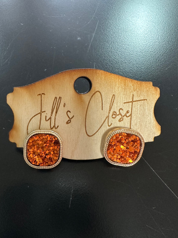 Orange Glitter earrings