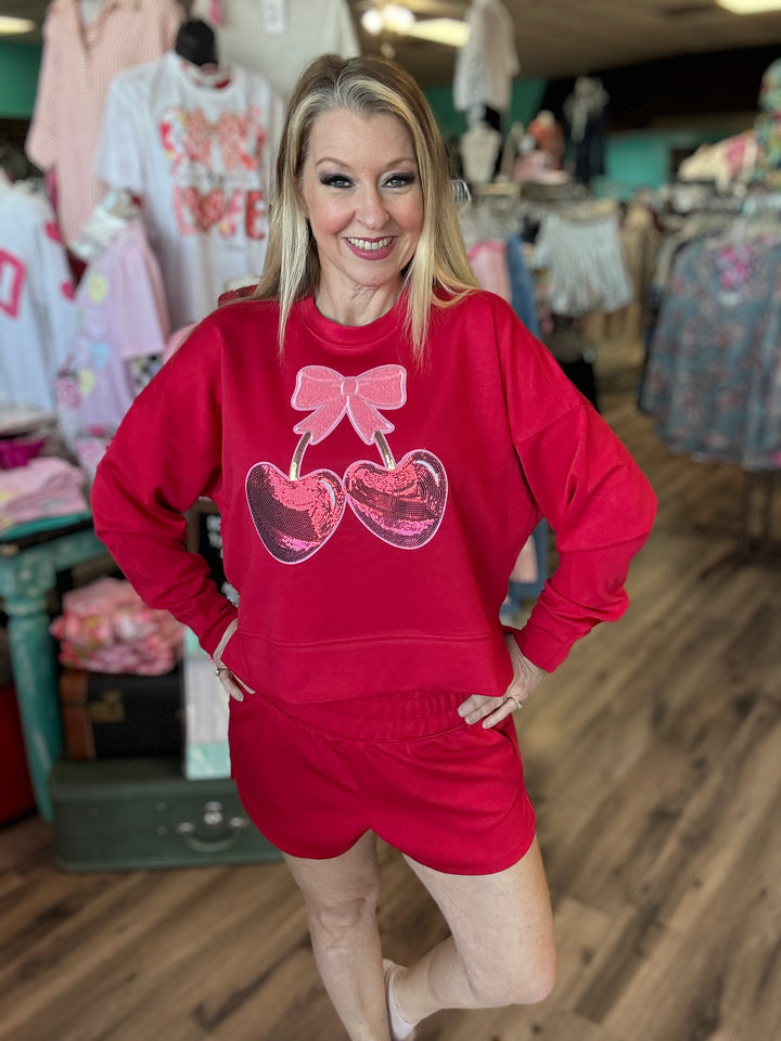 Sequin Cherry Short Set