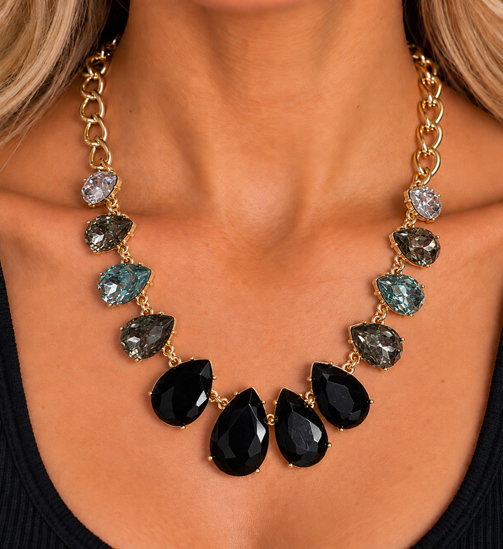 Teardrop Faceted Stone Necklace