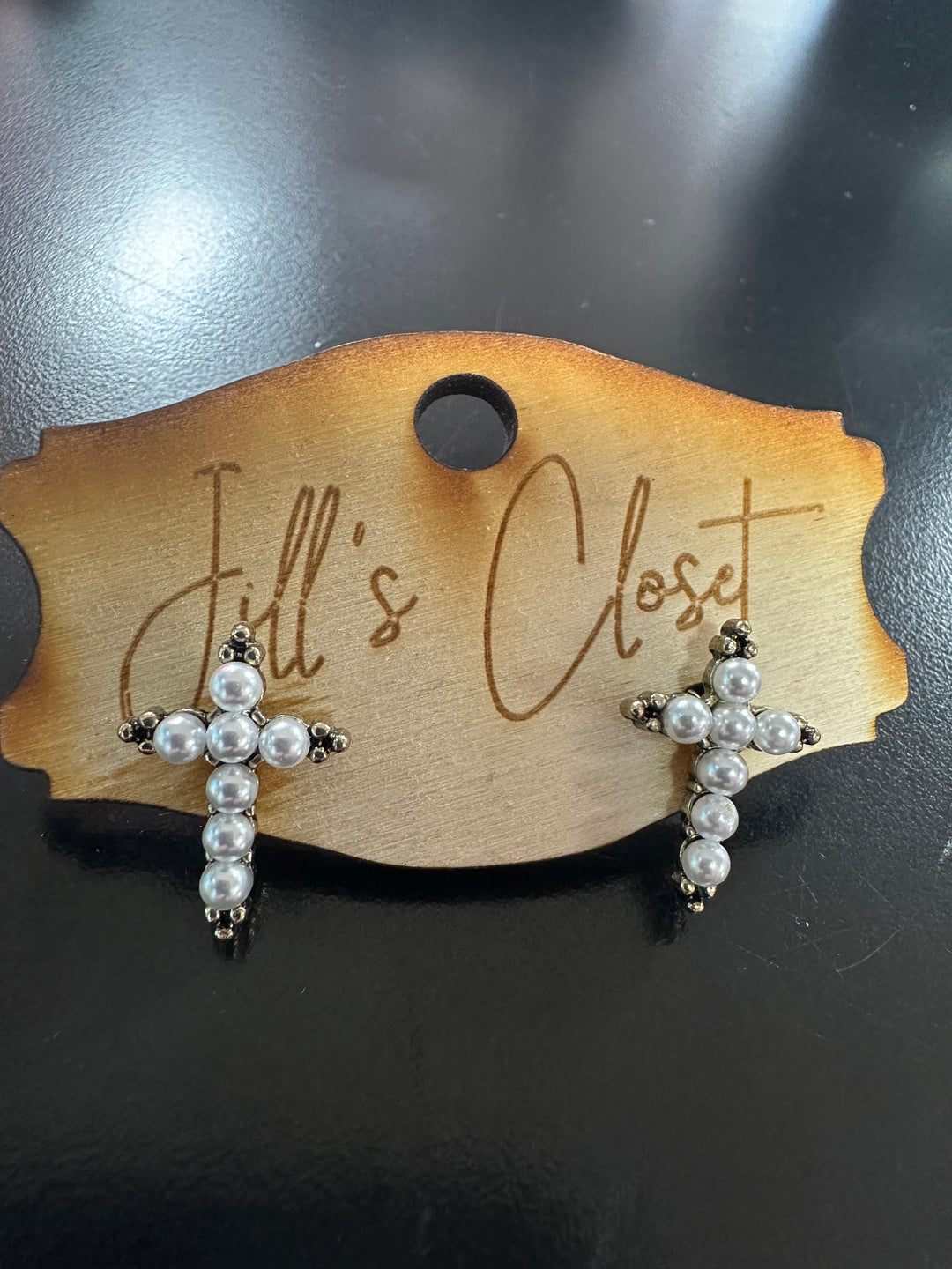 Sm Pearl Cross Earrings