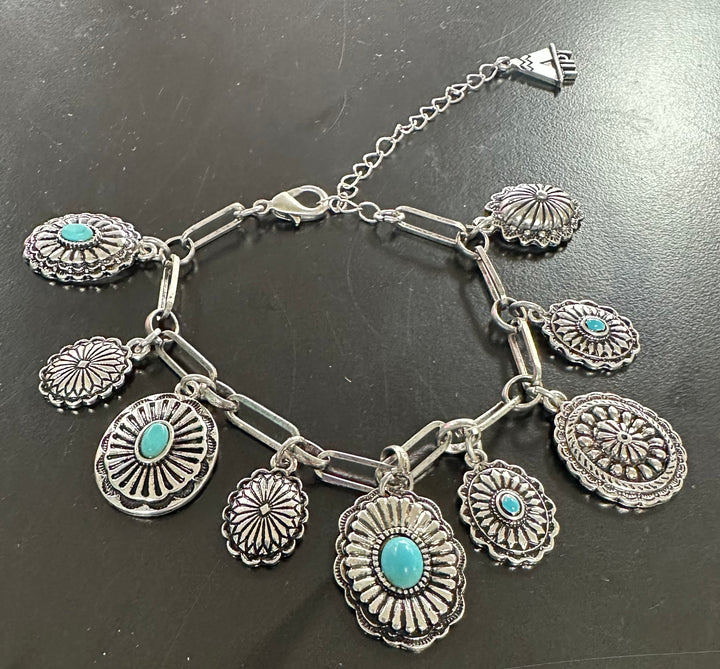 Silver Concho Charm Bracelet