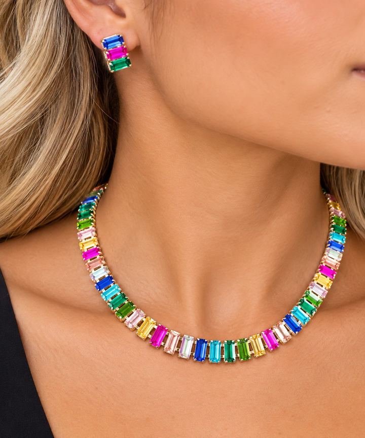 Rainbow Crystal Necklace Set
