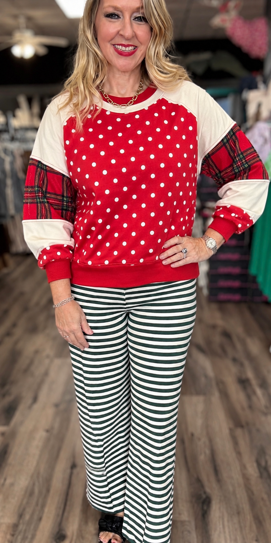 Polkadot Plaid Sweatshirt