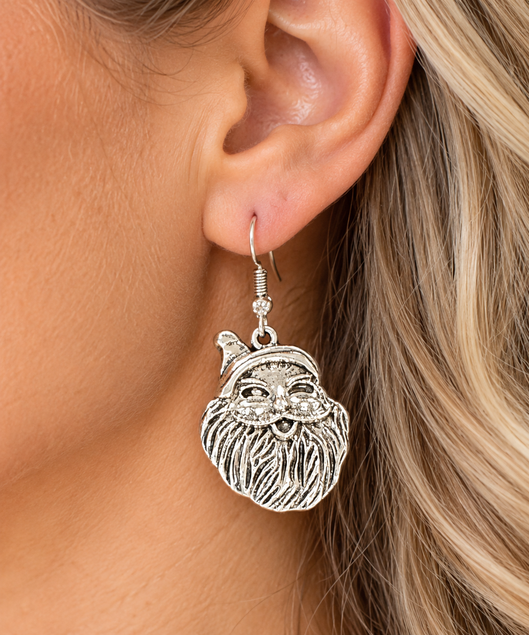 Silver Santa Fishhook Earrings