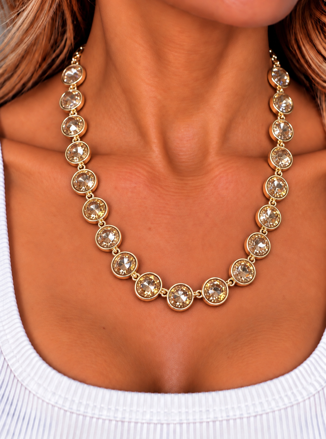 Jennifer’s Rd Faceted Stone Necklace