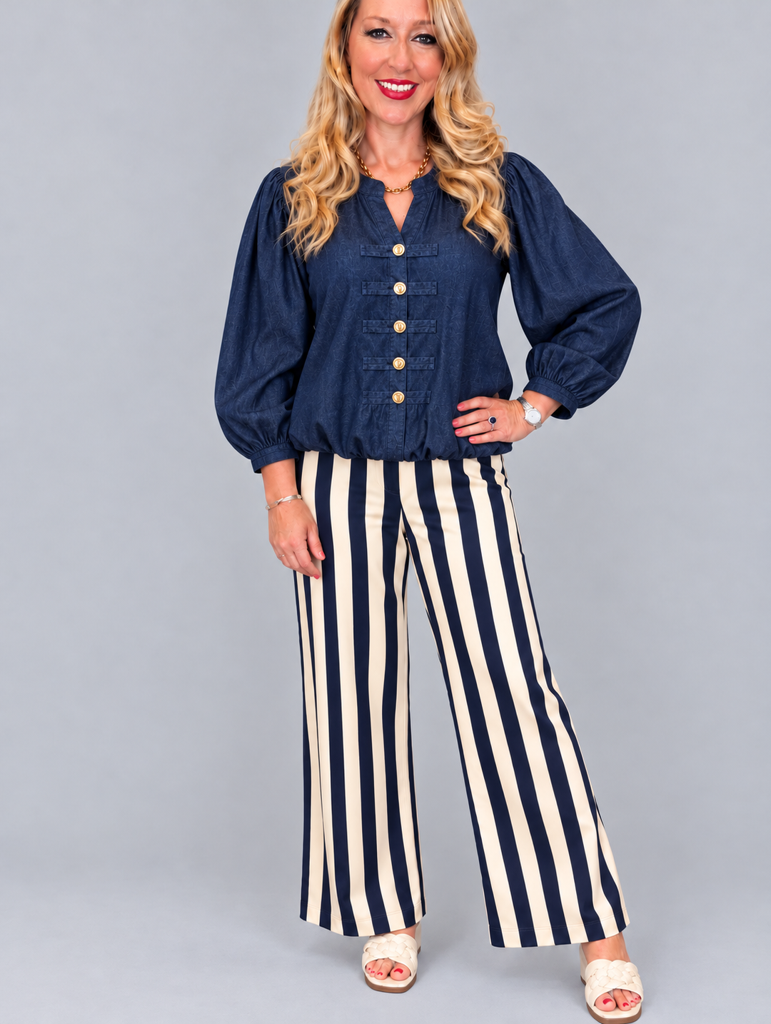 Denim Double Button Blouse