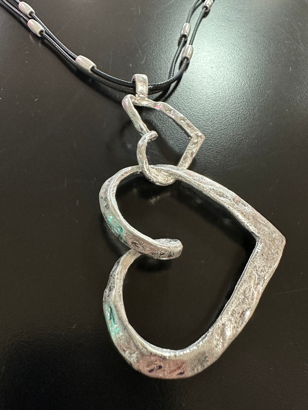 Brushed Double Heart Pendant