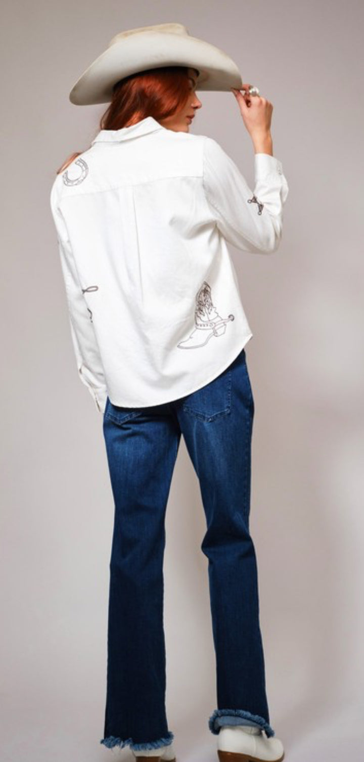 Embroidered Western Motif Shirt