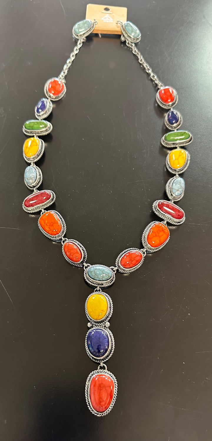 Multi-Color Western Lariat Necklace set