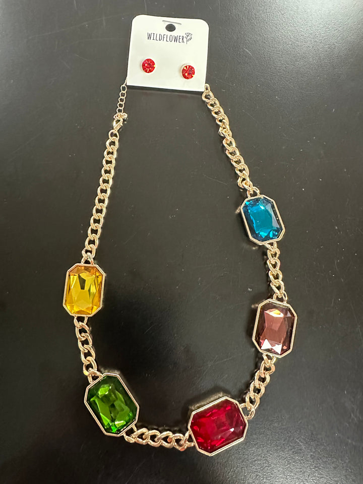 Amanda’s Rectangle Bling Necklace set