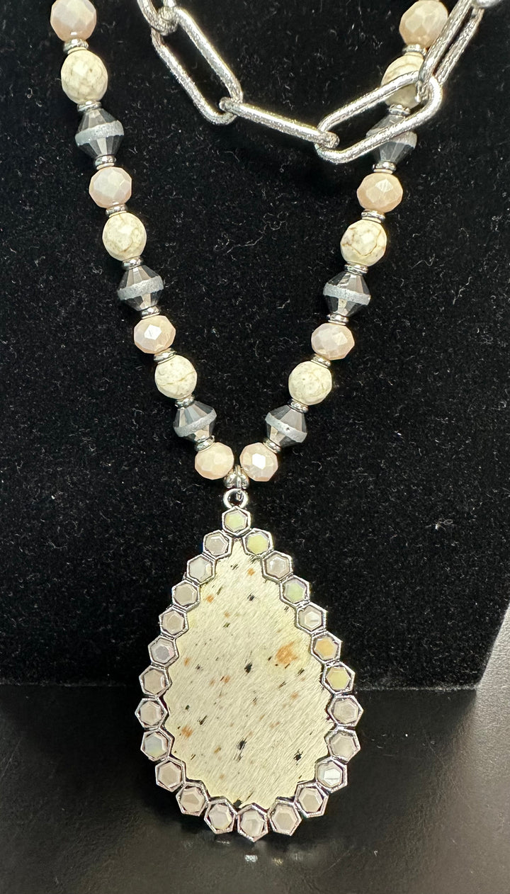 4 Strand Silver & Cream Necklace