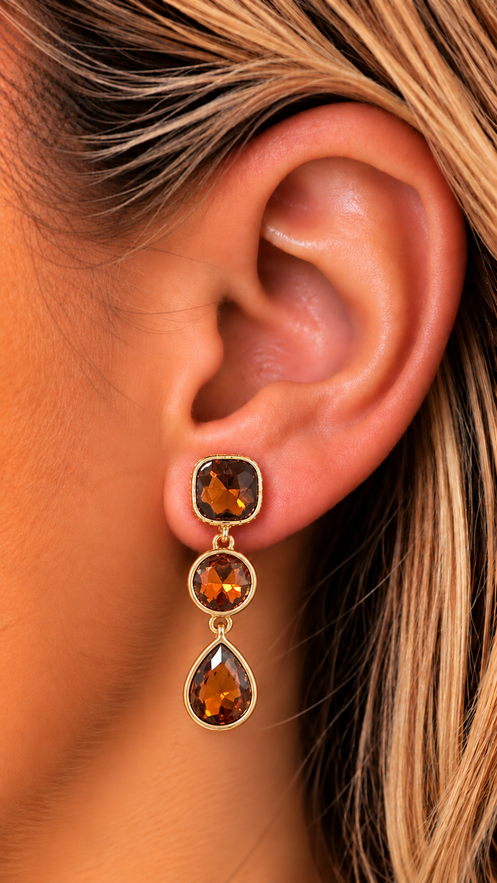 Triple stone Bling Earrings