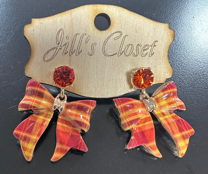 Fall’s Plaid Bow Earrings