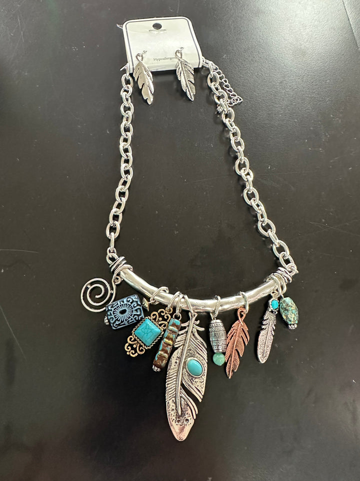 Charm Necklace & Earrings Set