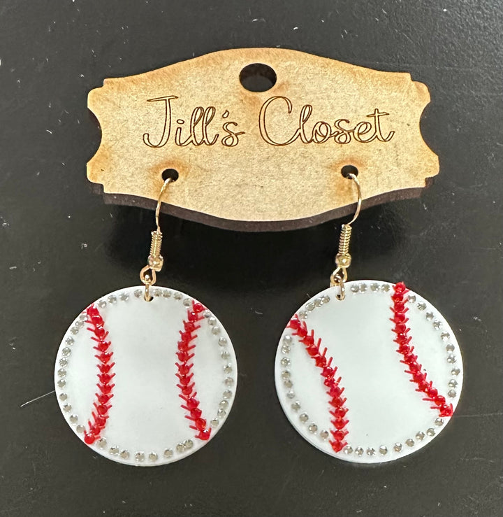 Baseball Rhinestone Earrings