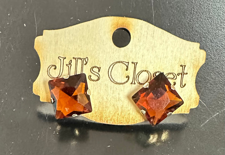 Square Bling Stud Earrings