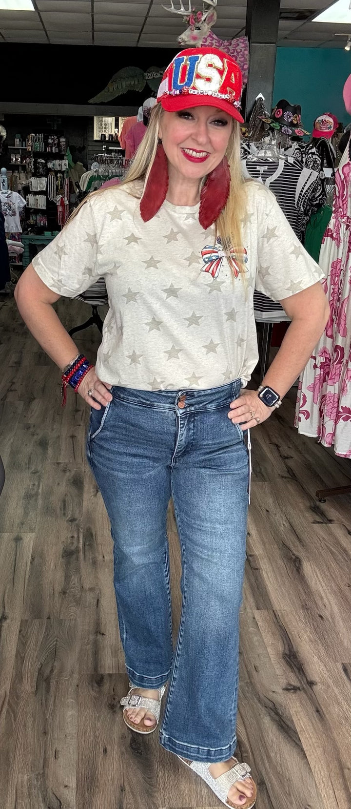 Risen Crop Wide Leg Jeans