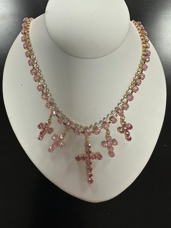Multi-Cross Rhinestone Necklace