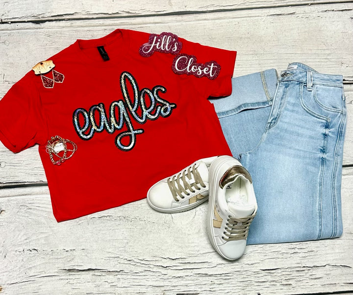 Sequin Script School Mascots Tee