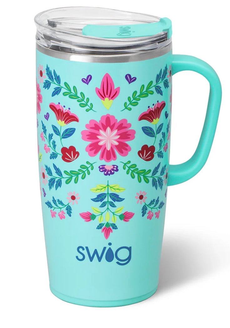 Swig Flora Azul 22 oz. Travel Mug